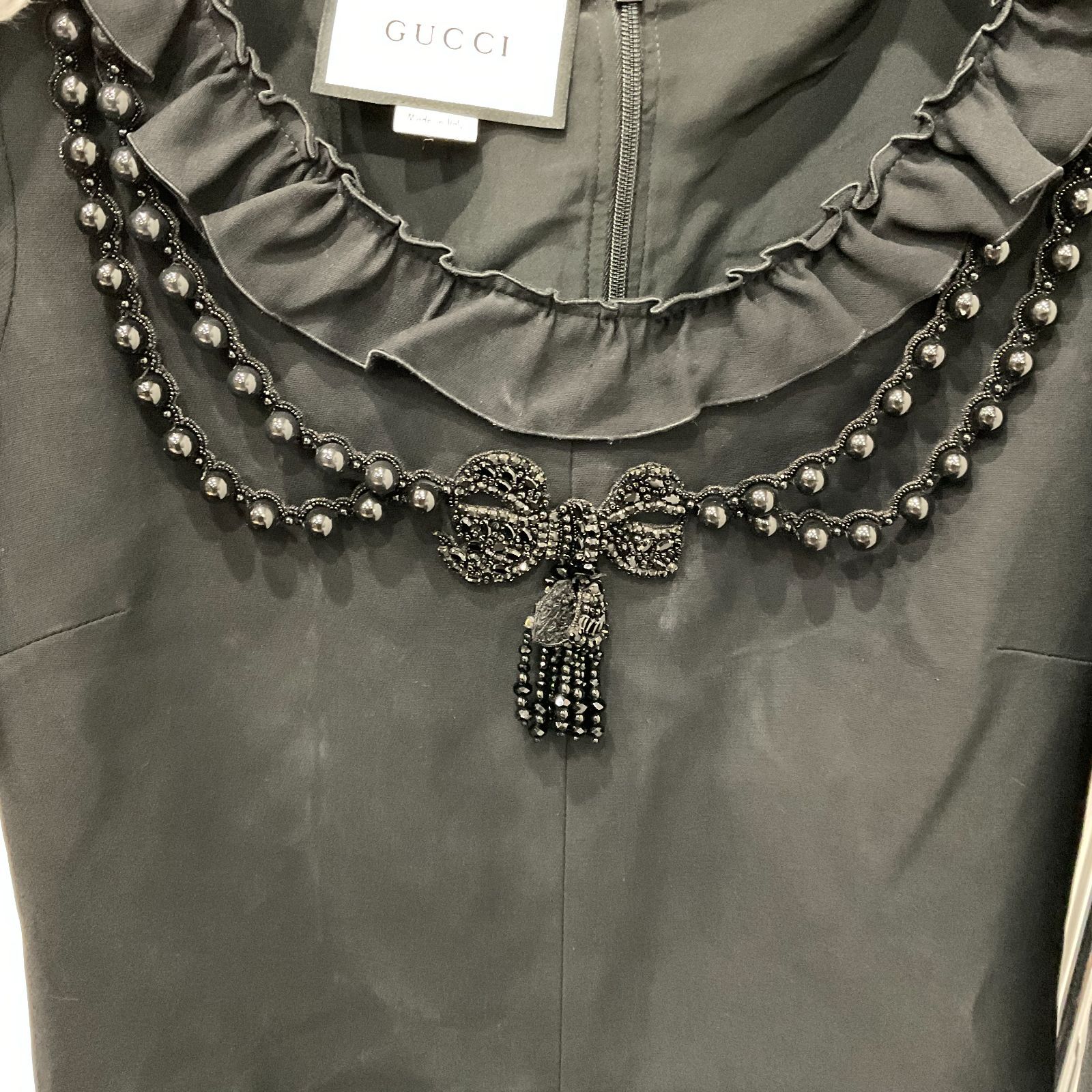 GUCCI グッチ フリルワンピース ブラック ハンガー付き ガーメント