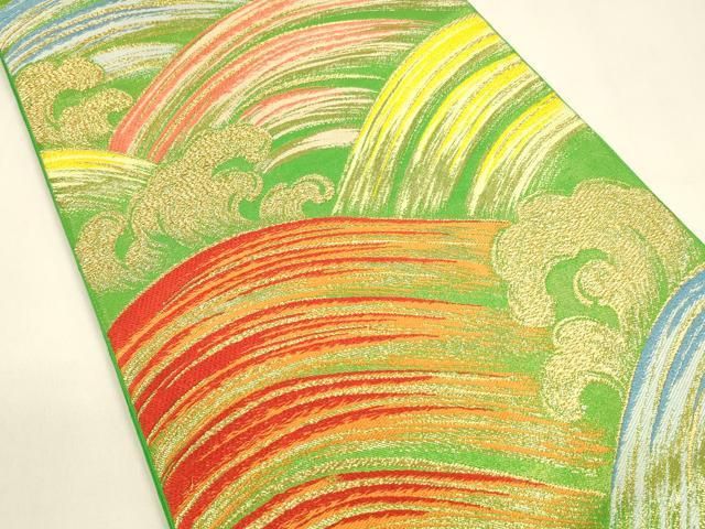 平和屋着物○西陣 川島織物 六通柄 本袋帯 流水文 金糸 正絹 逸品