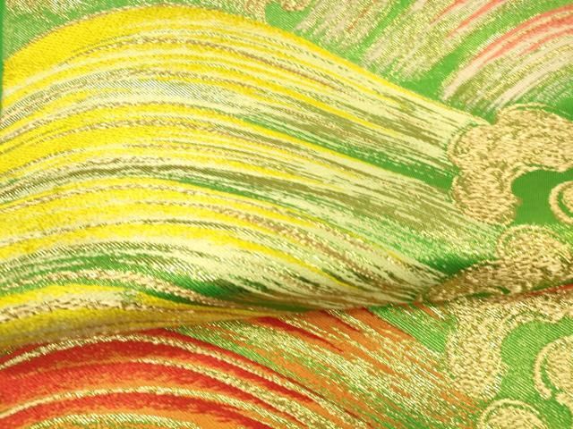 平和屋着物○西陣 川島織物 六通柄 本袋帯 流水文 金糸 正絹 逸品