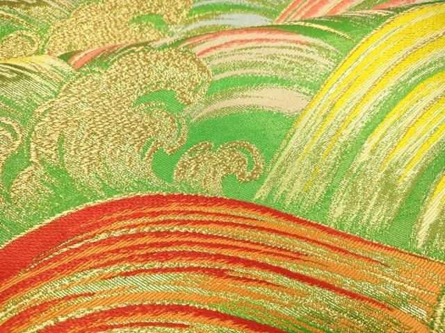 平和屋着物○西陣 川島織物 六通柄 本袋帯 流水文 金糸 正絹 逸品
