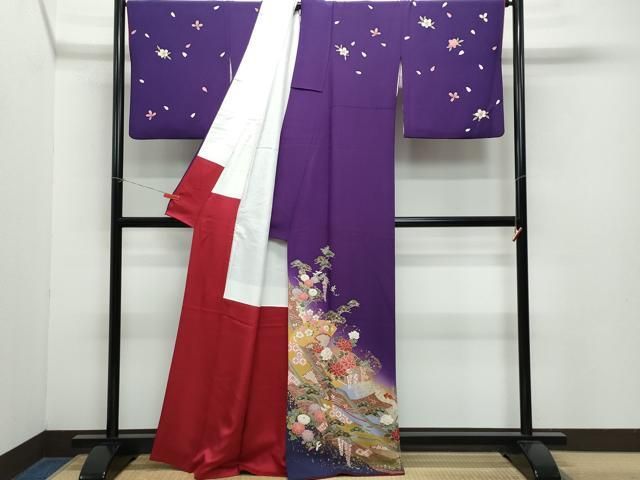 平和屋着物 訪問着 檜扇松花文 金彩 正絹 vf