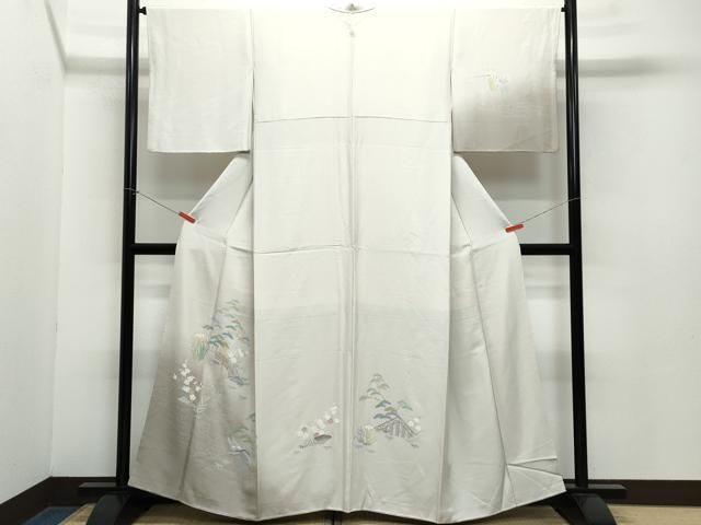 平和屋着物 訪問着 友禅 流水渡り橋草花文 暈し染め 正絹 vf