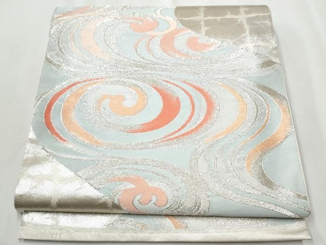 平和屋着物○西陣 川島織物 六通柄 本袋帯 流水文 銀糸 正絹 逸品