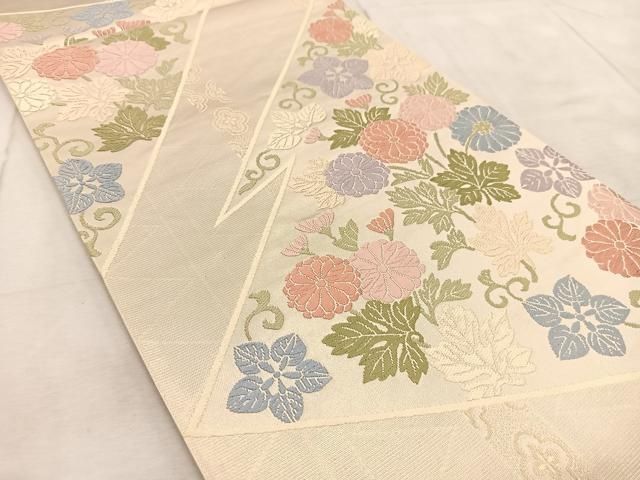 平和屋着物○六通柄袋帯 唐織 上品錦 草花文 金糸 正絹 逸品