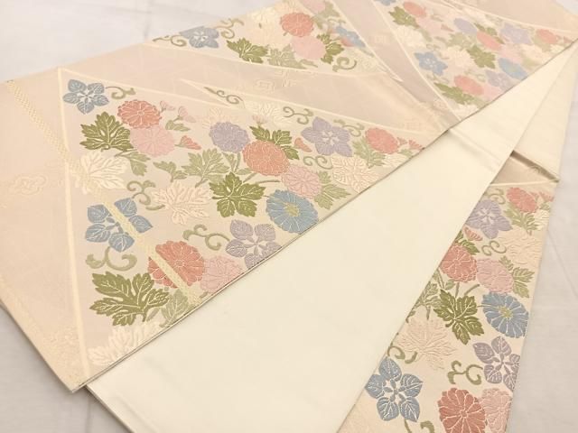 平和屋着物○六通柄袋帯 唐織 上品錦 草花文 金糸 正絹 逸品