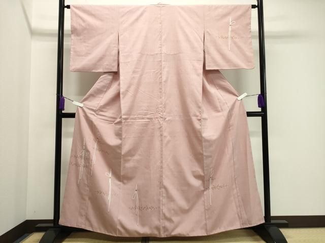 平和屋着物 訪問着 本場結城紬地 刺繍 結び紐文 金彩 正絹 gh