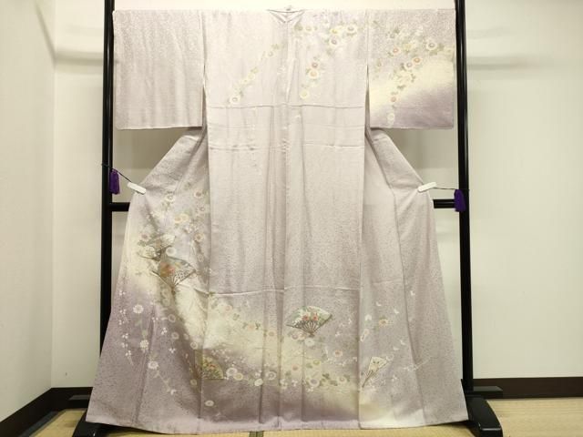 平和屋着物 訪問着 扇面花文 暈し染め 金彩 正絹 gh