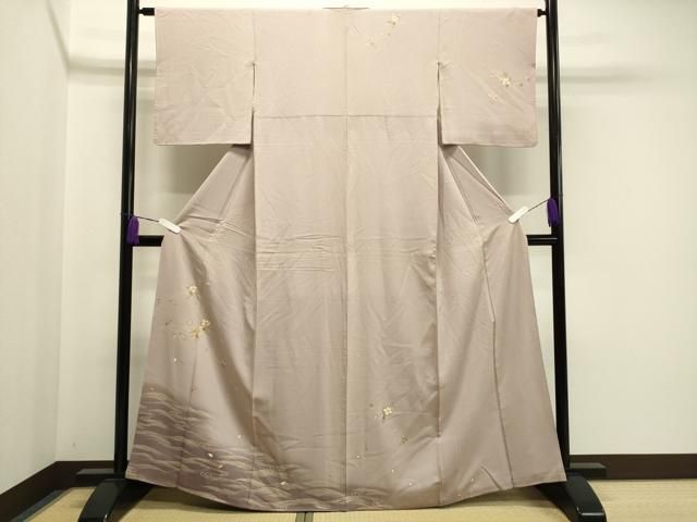 平和屋着物 訪問着 駒刺繍 流水枝花文 金彩 正絹 gh