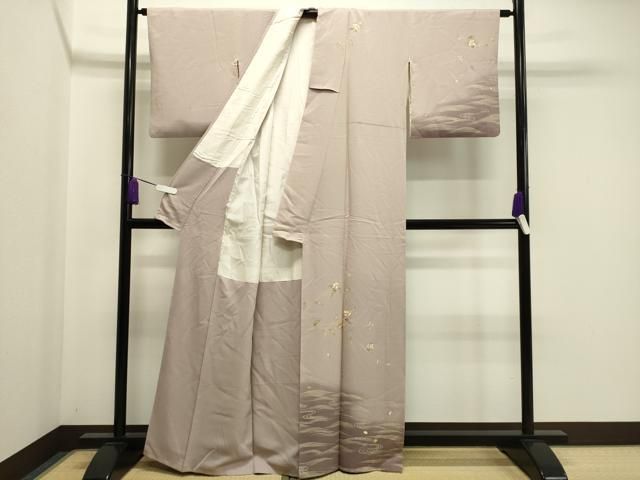 平和屋着物 訪問着 駒刺繍 流水枝花文 金彩 正絹 gh