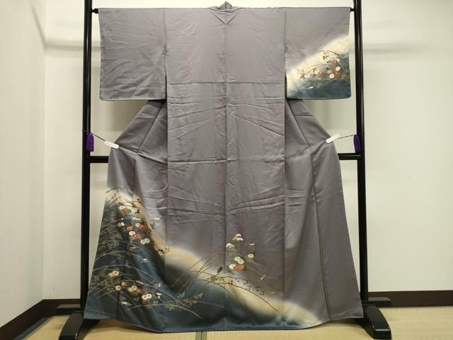 平和屋着物 訪問着 草花文 暈し染め 金彩 正絹 gh