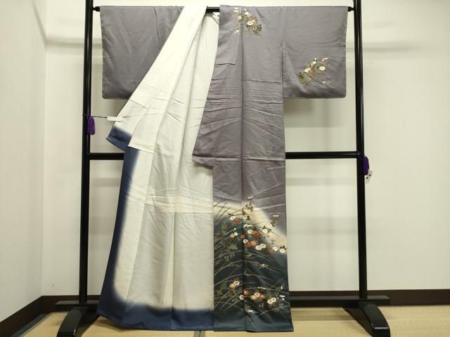 平和屋着物 訪問着 草花文 暈し染め 金彩 正絹 gh