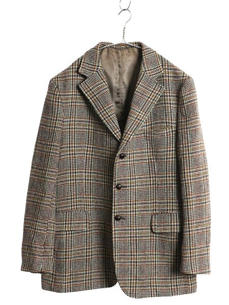 70s DUNN-Co ハリスツイード テーラード ジャケット メンズ XL 古着 旧タグ ヴィンテージ ブレザー ダン社 イギリス製 ヘビーウェイト 厚手