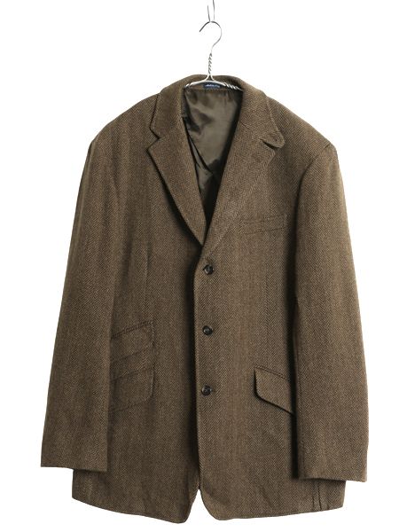 90s イタリア製 ポロ ラルフローレン ツイード テーラード ジャケット メンズ L ブレザー ラム ウール チンスト