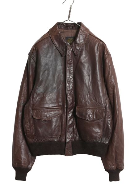 80s アヴィレックス A-2 フライト ジャケット メンズ L 古着 ヴィンテージ ミリタリー ボンバー 本革 レザー 革ジャン ブルゾン 茶