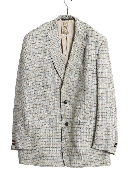 90 s J PRESS テーラード ジャケット メンズ XL 程 ブレザー マギー ウール チェック マルチ 大きいサイズ トラッド