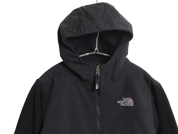 ノースフェイス フード付き デナリ ジャケット ボーイズ L 150 cm 程 アウトドア フリース ナイロン パーカー ジャンパー フルジップ 黒