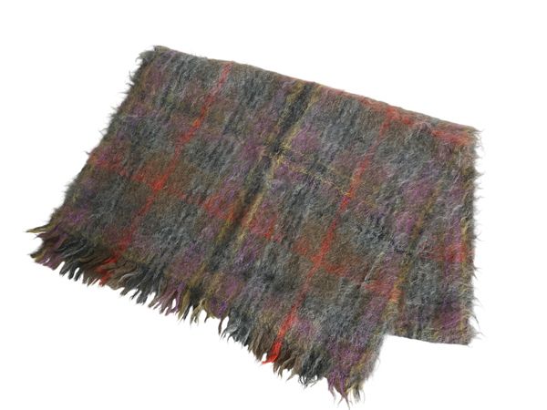 50 s 60 s スコットランド製 モヘア 大判 ストール メンズ レディース ヴィンテージ チェック フリンジ付き 上質 防寒 大きいサイズ