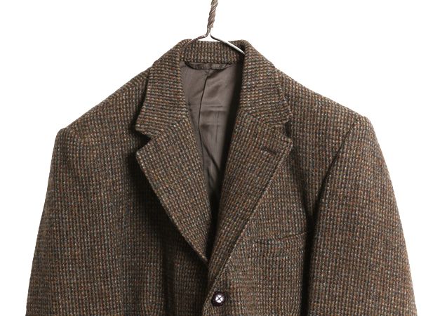 60s DUNN-Co ハリスツイード テーラード ジャケット メンズ S 古着 旧タグ ヴィンテージ ブレザー ダン社 イギリス製 厚手 ヘビーウェイト