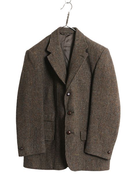 60s DUNN-Co ハリスツイード テーラード ジャケット メンズ S 古着 旧タグ ヴィンテージ ブレザー ダン社 イギリス製 厚手 ヘビーウェイト
