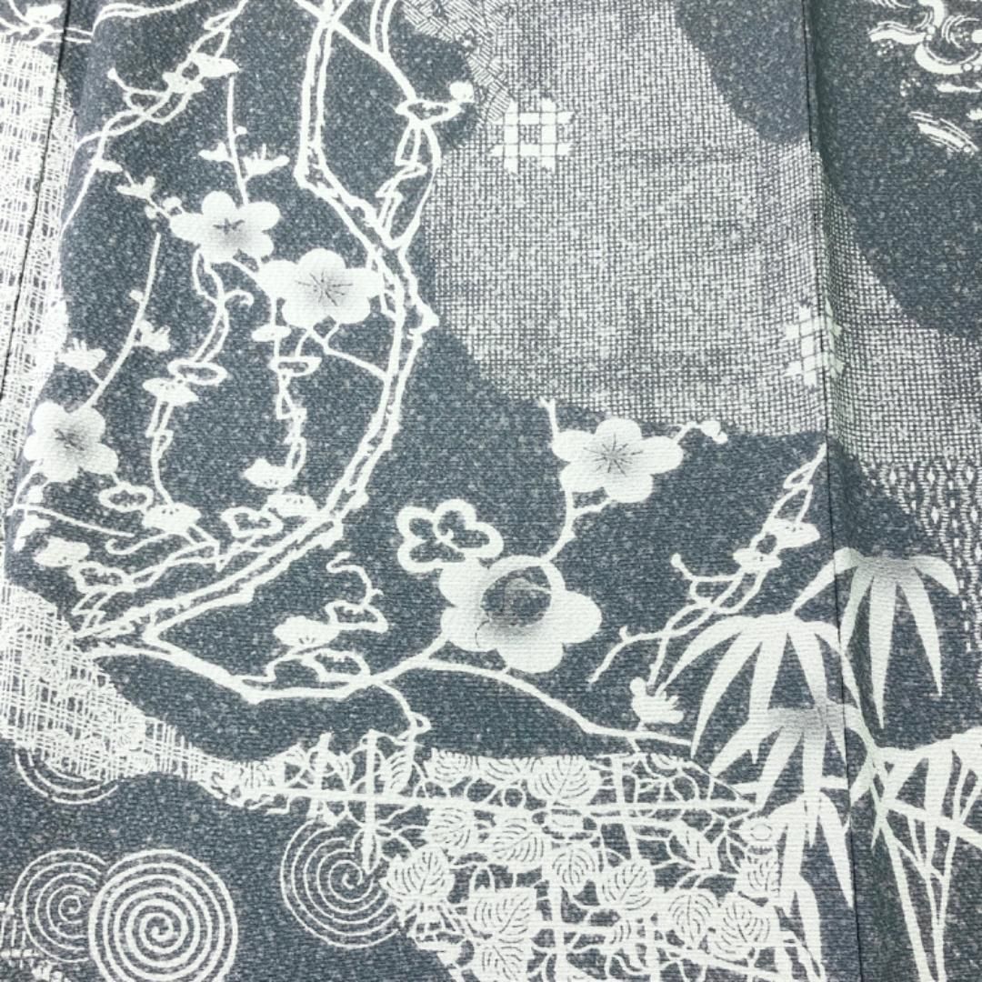 訪問着 作家物 古代型七十七選 道長取り 薄藍鼠色