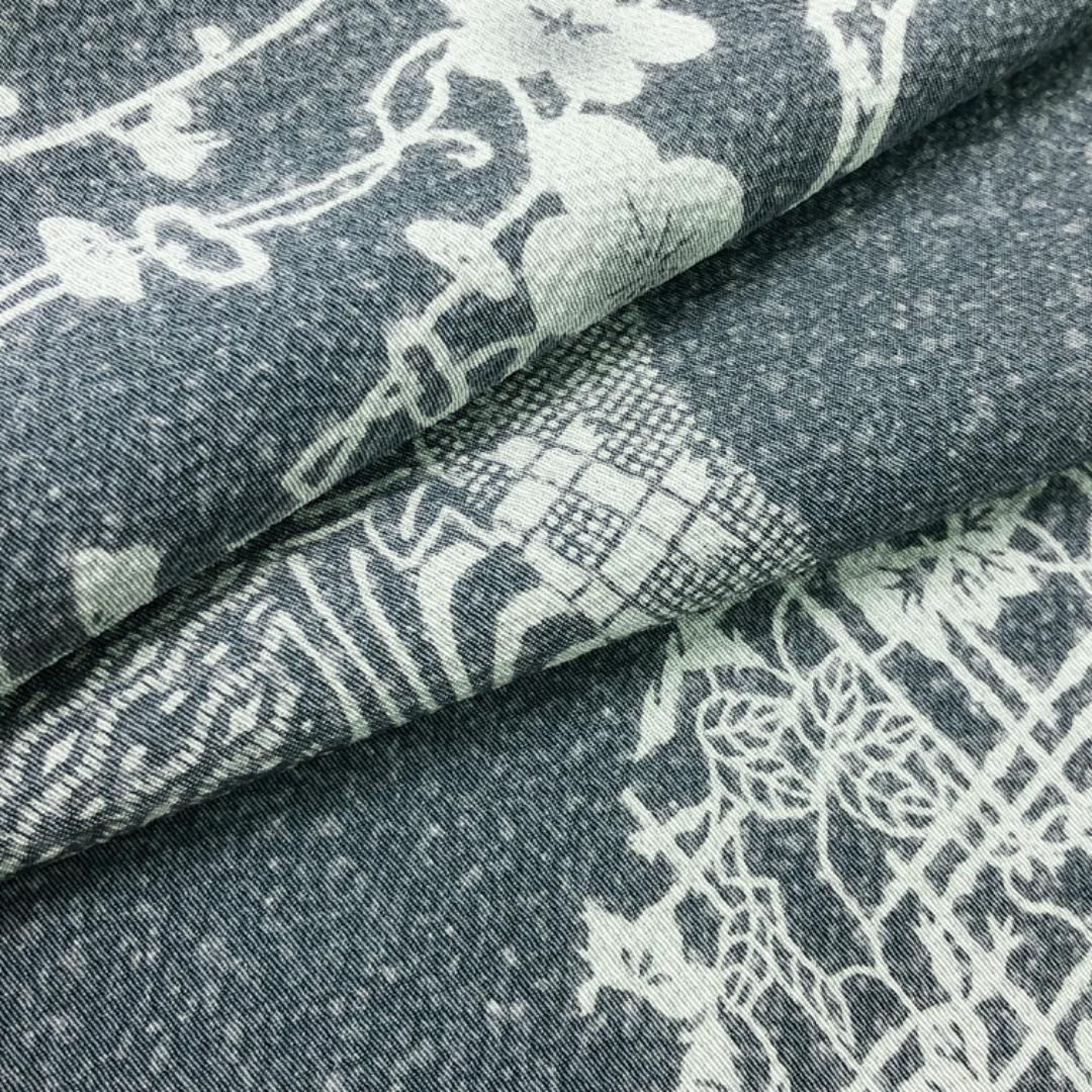 訪問着 作家物 古代型七十七選 道長取り 薄藍鼠色