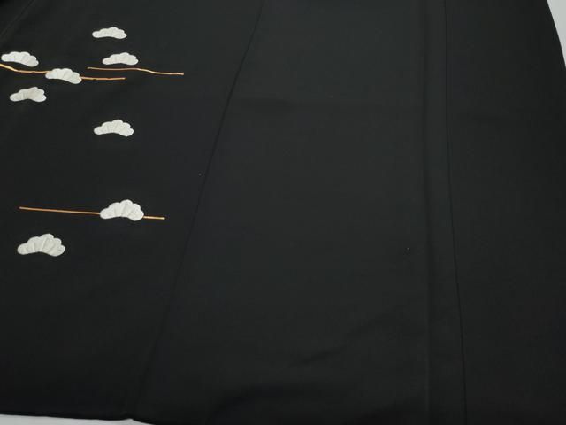 平和屋着物○訪問着 総刺繍 駒刺繍 松 黒地 ロング丈 正絹 逸品