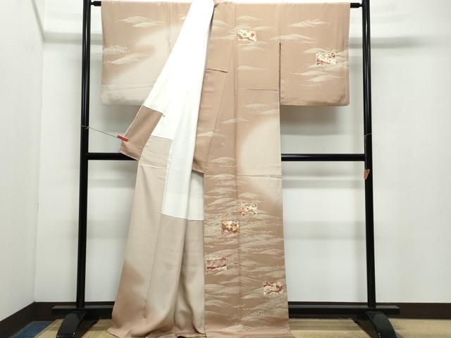 平和屋着物○銀座きしや 訪問着 駒刺繍 立波屏風草花文