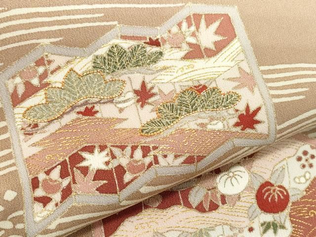  平和屋着物 銀座きしや 訪問着 駒刺繍 立波屏風草花文 金彩 正絹 vf 訪問着 付け下げ 着物