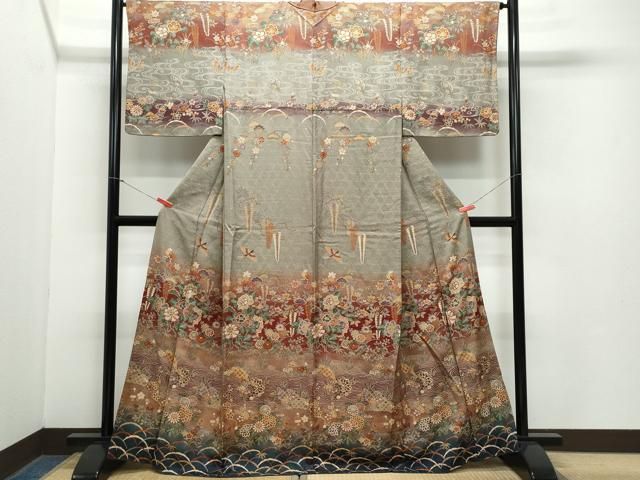 平和屋着物 訪問着 花鳥唐草文 金彩 正絹 vf
