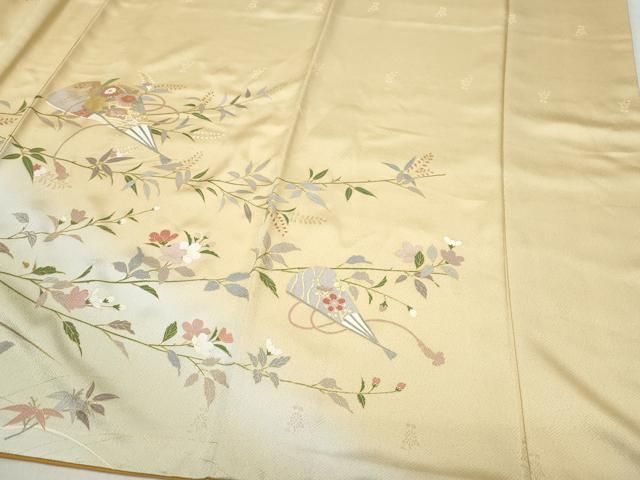 訪問着 扇面草花文