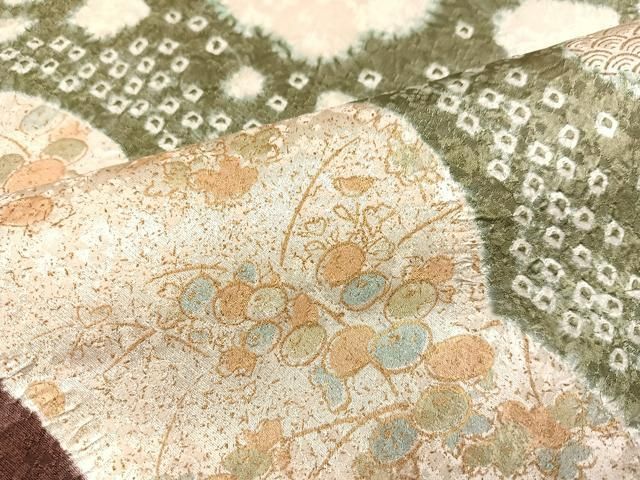  平和屋着物 訪問着 絞り 刺繍 草花文 金彩 正絹 ph 訪問着 付け下げ 着物