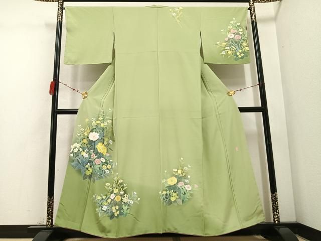 平和屋着物 訪問着 友禅 作家物 峰山 草花文 暈し染め 正絹 ph