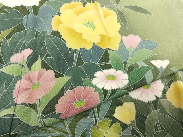  平和屋着物 訪問着 友禅 作家物 峰山 草花文 暈し染め 正絹 ph 訪問着 付け下げ 着物