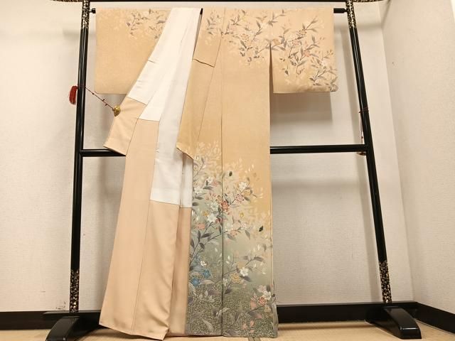 平和屋着物 訪問着 友禅 螺鈿 枝花文 暈し染め 正絹 ph