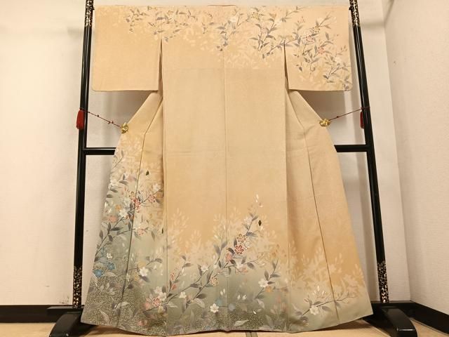 平和屋着物 訪問着 友禅 螺鈿 枝花文 暈し染め 正絹 ph