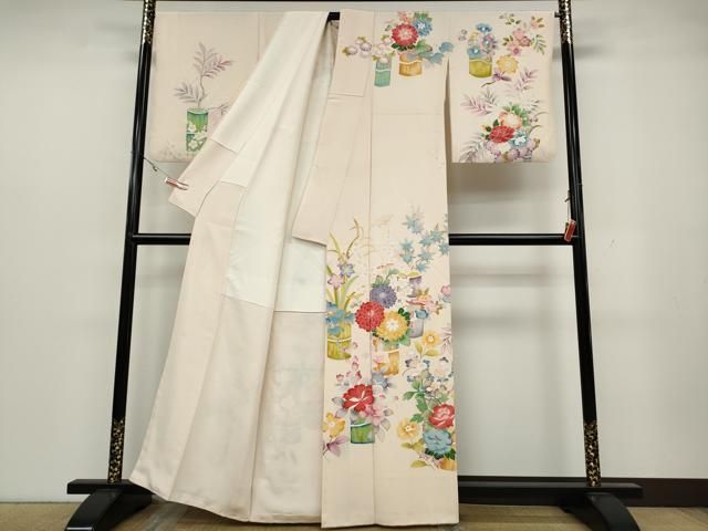 平和屋着物○訪問着 友禅 作家物 草花文 金彩 正絹 逸品 CAAZ2790ut