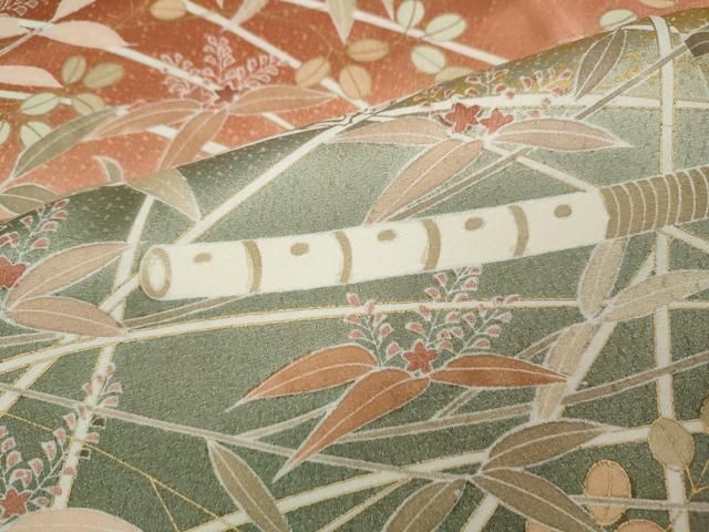 駒刺繍 横笛枝花文