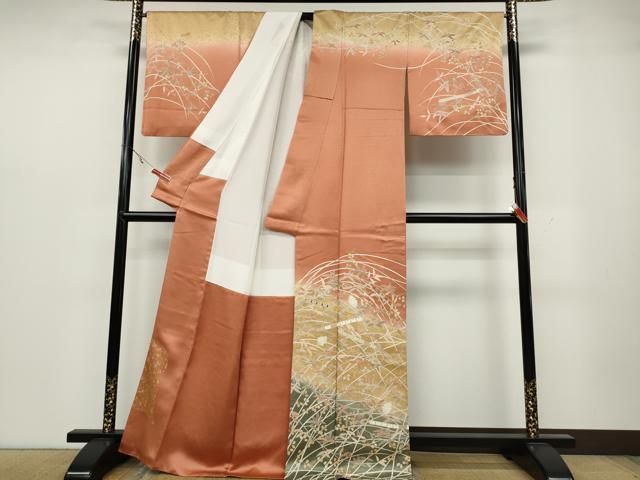 平和屋着物 訪問着 作家物 駒刺繍 横笛枝花文 暈し染め 正絹 ut