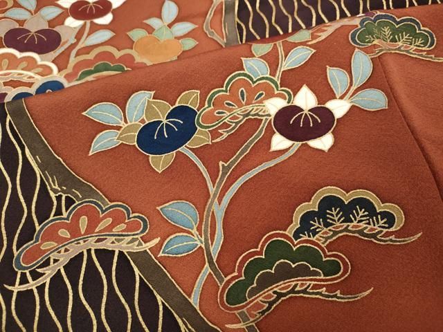  平和屋着物 訪問着 松橘文 金彩 正絹 ut 訪問着 付け下げ 着物