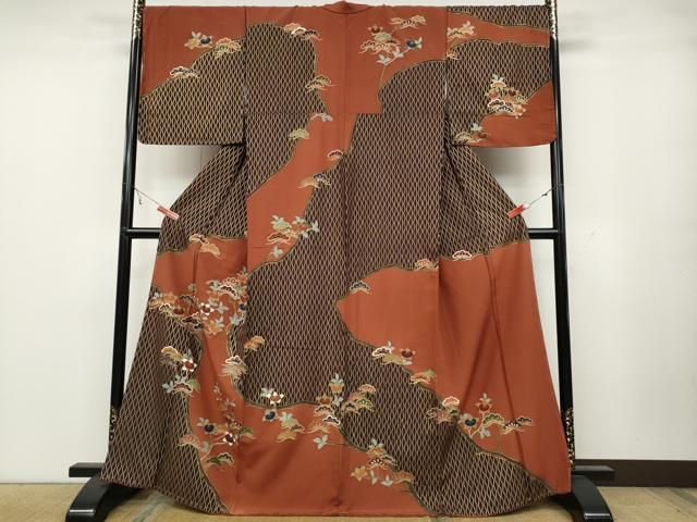 平和屋着物 訪問着 松橘文 金彩 正絹 ut