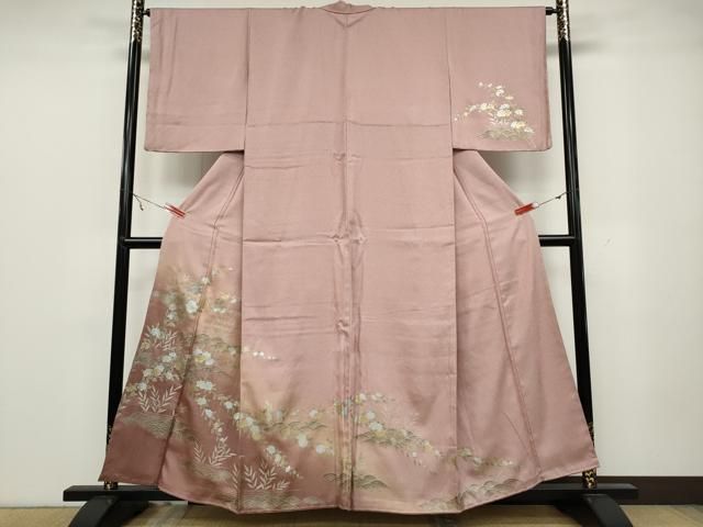 平和屋着物 訪問着 立波枝花文 暈し染め 金銀彩 鈴乃屋扱い 正絹 ut