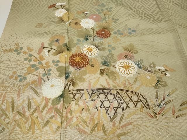 駒刺繍 流水鴛鴦花文