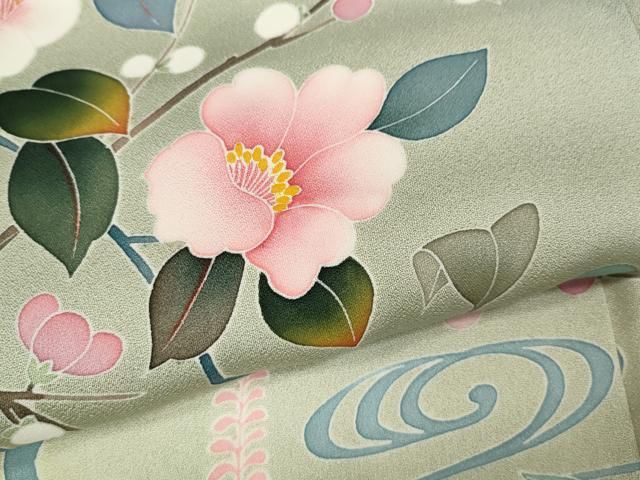 平和屋着物○訪問着 友禅 流水籬枝花文 暈し染め 正絹