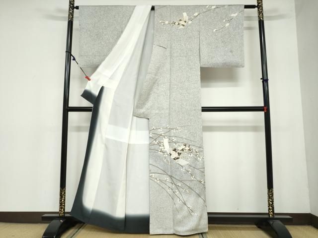 平和屋着物 訪問着 短冊草花文 たたき染 金彩 正絹 ud