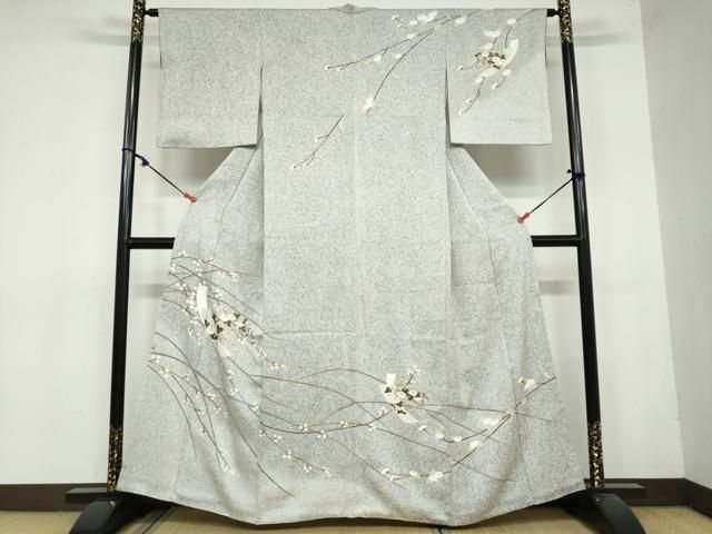 平和屋着物 訪問着 短冊草花文 たたき染 金彩 正絹 ud