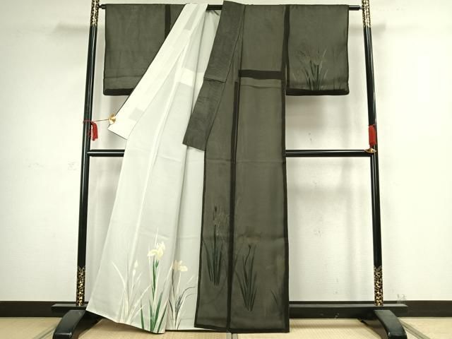 平和屋着物 訪問着 無双 紗袷 紗 絽 草花文 金銀彩 正絹 fy