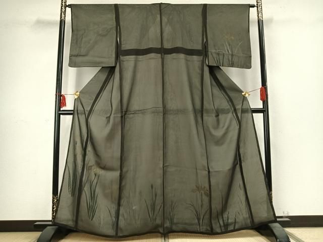 平和屋着物 訪問着 無双 紗袷 紗 絽 草花文 金銀彩 正絹 fy