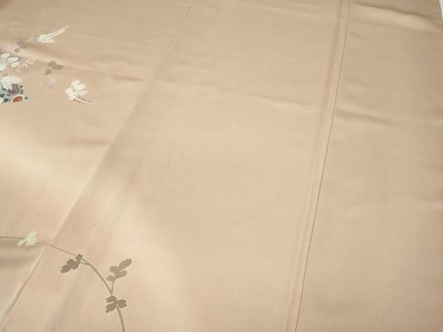  平和屋着物 訪問着 駒刺繍 扇草花文 暈し染め 金銀彩 正絹 ut 訪問着 付け下げ 着物