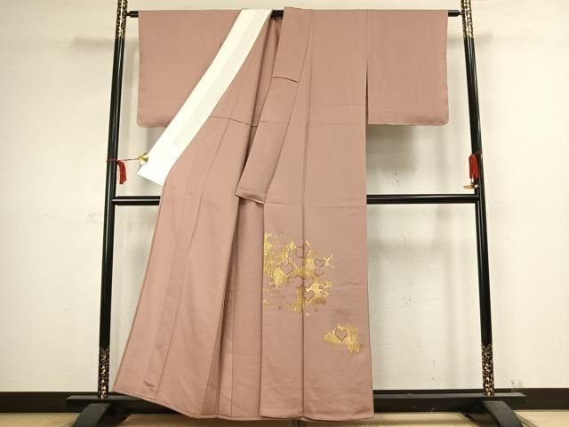 平和屋着物 訪問着 単衣 刺繍 舞葉文 金彩 正絹 fy