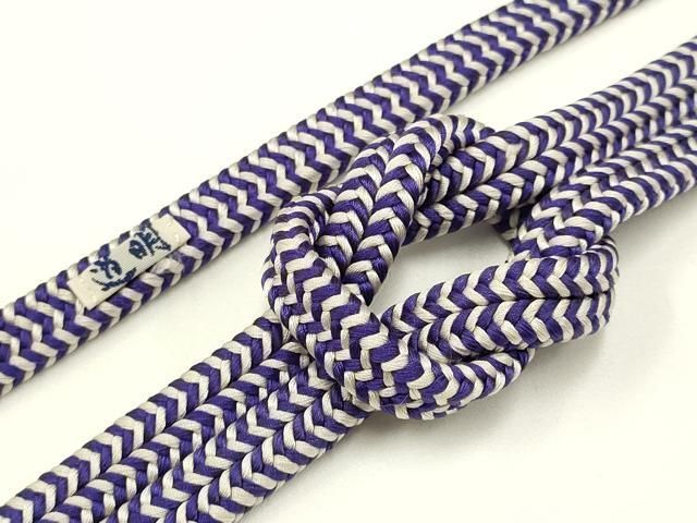 平和屋着物●極上 有職組紐道明 帯締め 冠組 紫×白 宮内庁御用 国立博物館御用 東京芸術大学御用 逸品 AABC4242ay